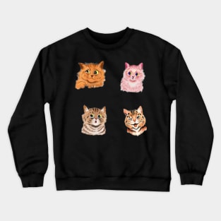 Louis Wain style cat stickers Crewneck Sweatshirt